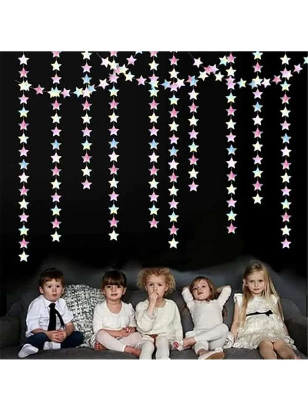 Iridescent Star Garland 62ft Holographic Party Streamer Wedding Birthday